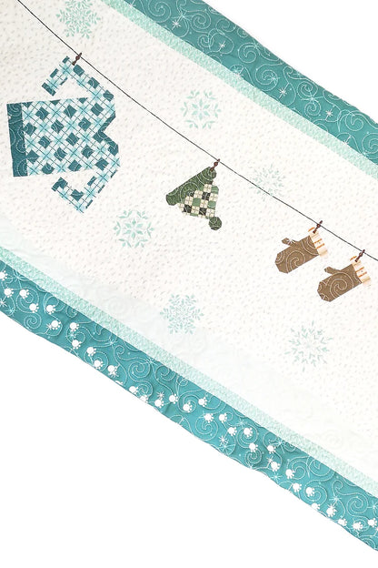 Winter Clothesline Bench Pillow Machine Embroidery Pattern