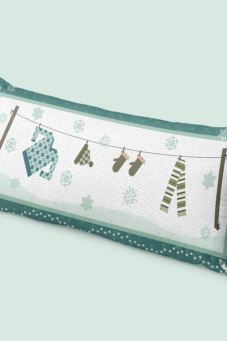 Winter Clothesline Bench Pillow Machine Embroidery Pattern