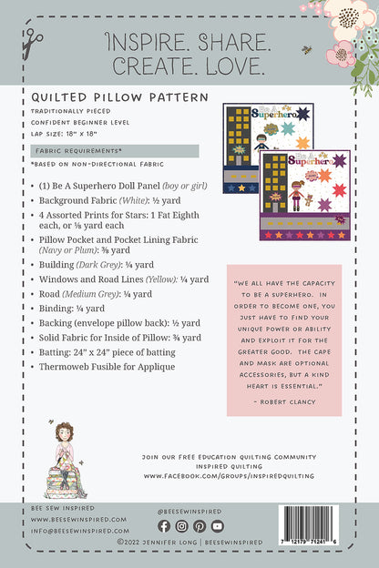 Super Reader Book Pillow Pattern