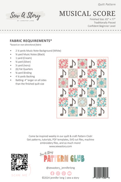 Musical Score Quilt Pattern