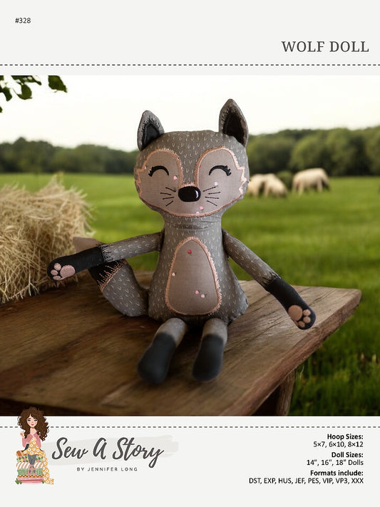 Wolf Machine Embroidery Doll Pattern