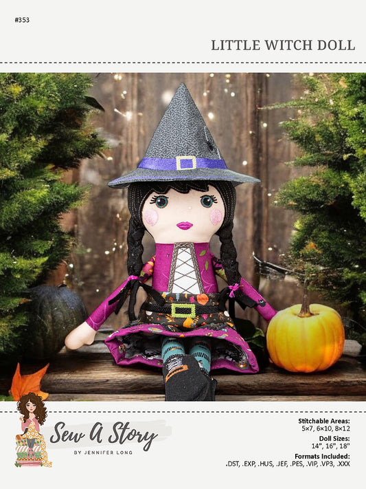 Little Witch Machine Embroidery Doll Pattern