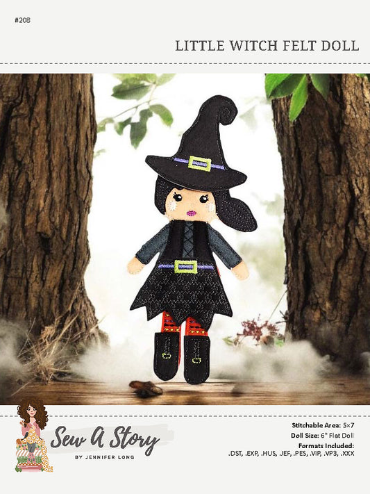 Little Witch Felt Doll Machine Embroidery Pattern